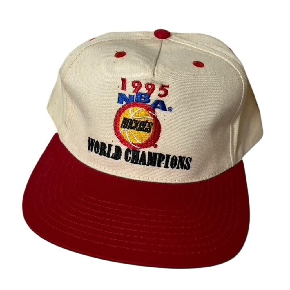 Vintage 1995‎ NBA World Champions Houston Rockets Snapback Cream Red
